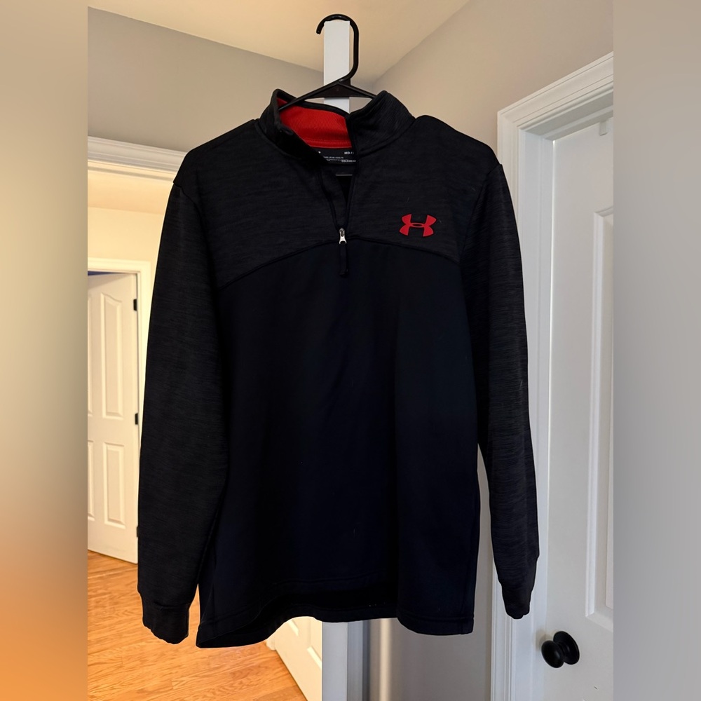 Under Armour Red and Black quarter zip sweatshirt